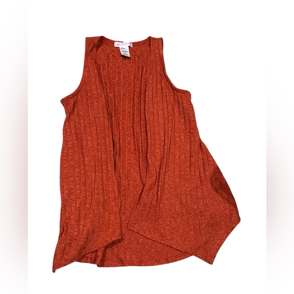 Love Squared Girls Rust Orange Ribbed Open Front Cardigan Size 10